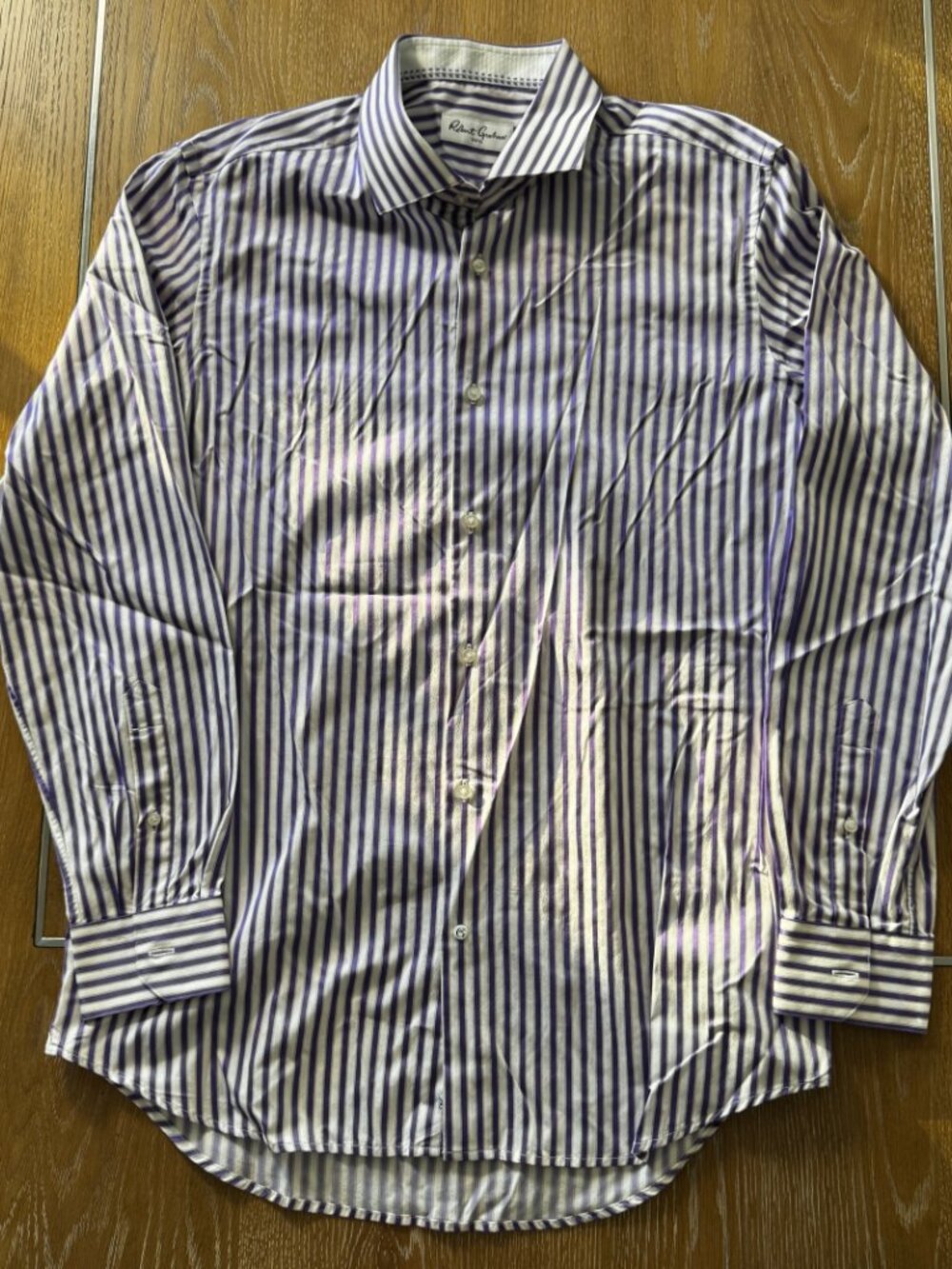 Robert Graham Men's Purple Stripes & Diamonds Dress Shirt Size 42/16.5 L/XL